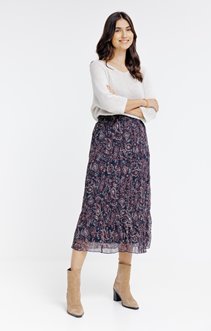 JUPE FROISSEE LONGUE IMPRIMEE DOUBLEE