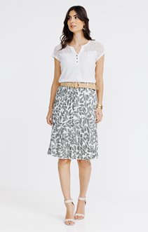 Jupe midi imprimée avec ceinture