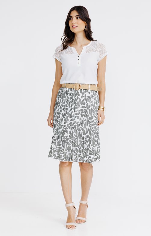 Jupe midi imprimée avec ceinture