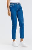 Pantalon denim brodé fantaisie