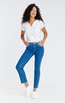 Pantalon denim brodé fantaisie