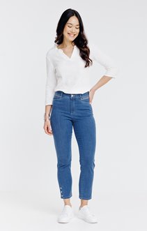 Pantacourt denim brodé