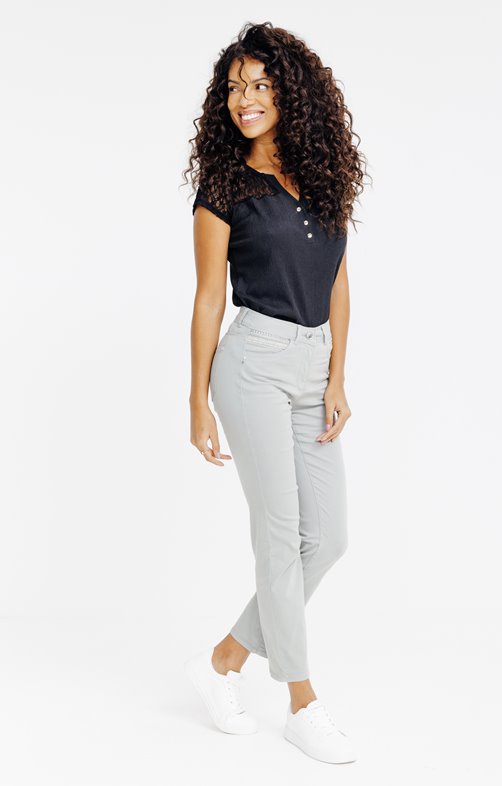 Pantacourt stretch brodé