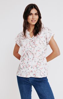 Tee-shirt boutonné imprimé fleuri