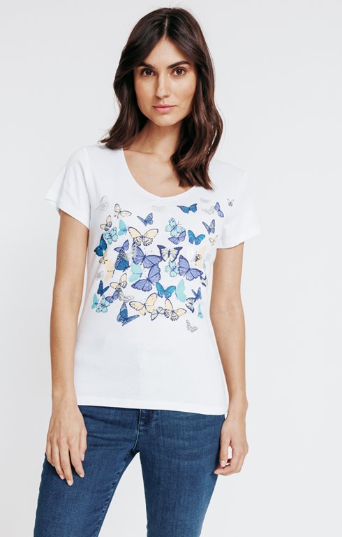 Tee-shirt imprimé papillons multicolore