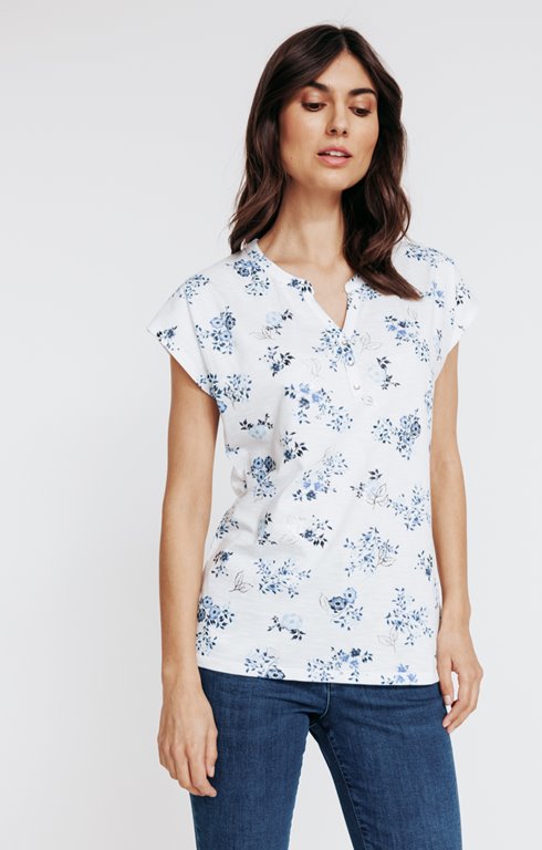 Tee-shirt boutonné avec imprimé floral