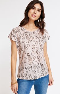 Tee-shirt manches courtes imprimé chats