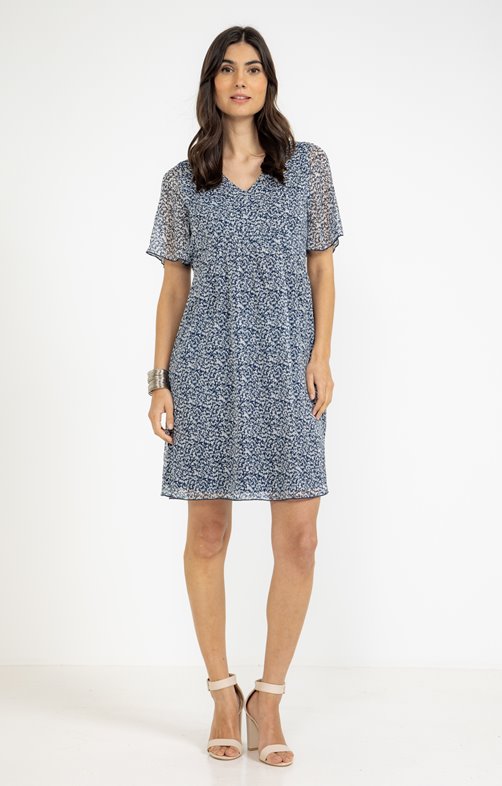 Robe imprimée avec détail plumetis