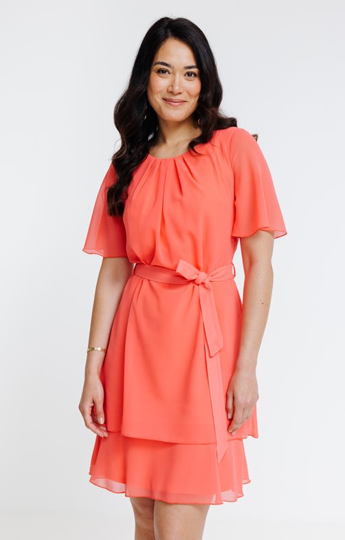 Robe unie à volants