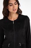 Veste zippée sans col en suédine