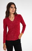 Pull maille fantaisie avec détails col