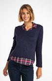 PULL 2 EN 1 CHAINE ET TRAME CARREAUX