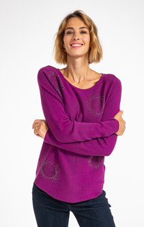 PULL MANCHES CHAUVE SOURIS MOTIF STRASS 