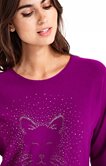 Pull motif tête de chat placé en strass