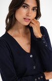 CARDIGAN COL V BOUTON FANTAISIE 