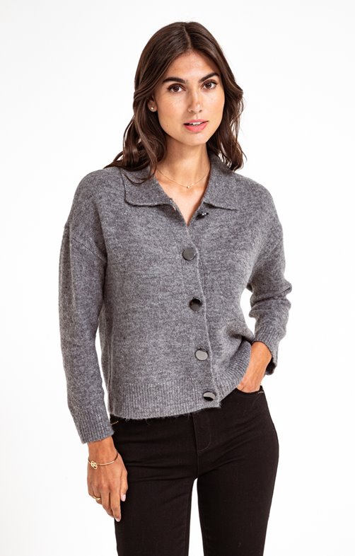 Cardigan boutonné all over col polo