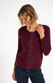 Cardigan col rond zippé avec strass