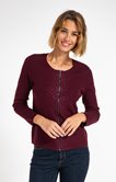 Cardigan col rond zippé avec strass