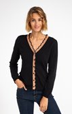 Cardigan col V détails festons