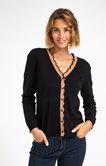 Cardigan col V détails festons