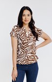 Tee-shirt col mao imprimé zèbre