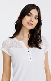 Tee-shirt uni dentelle manches courtes