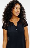 Tee-shirt uni dentelle manches courtes