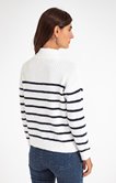 Pull col montant zippé rayé