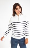 Pull col montant zippé rayé