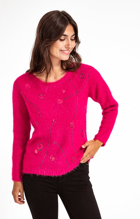 PULL MANCHES LONGUES BRODERIE DEVANT 