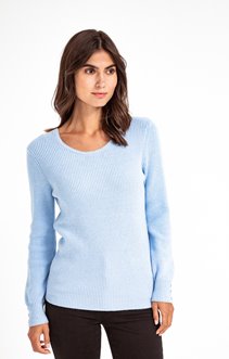 PULL COL ROND MANCHES LONGUES BOUTON DOS