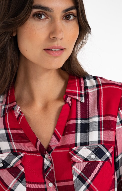 Anclia Chemise Décontractée à Manches Longues, Boutonnée, Avec Nœud à