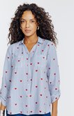 Chemise imprimé à rayures et coeurs