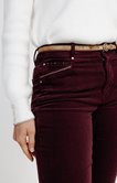 Pantalon slim en velours avec ceinture