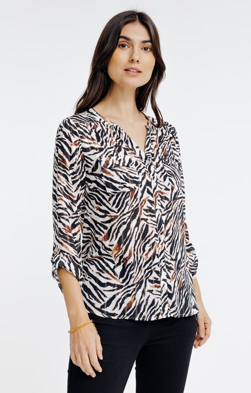 TUNIQUE COL MAO AVEC POCHES