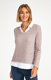 PULL 2 EN 1 MAILLE OTTOMAN BOUTON CÔTE