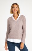 PULL 2 EN 1 MAILLE OTTOMAN BOUTON CÔTE