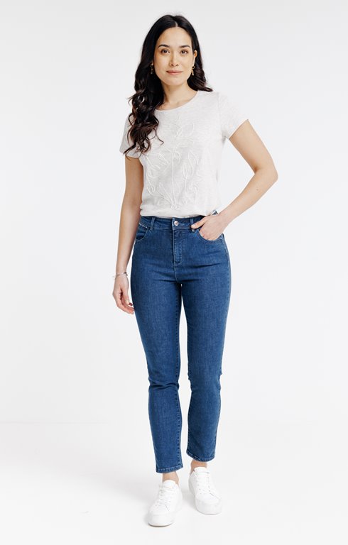 Pantacourt en denim détails fantaisies