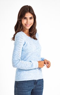 PULL MANCHES LONGUES COL ROND POINTELLE