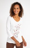 Tee-shirt col V imprimé fleurs
