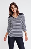 Tee-shirt rayé détails en dentelle