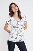 Tee-shirt imprimé texte et strass