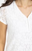 Tee-shirt uni dentelle manches courtes