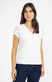 Tee-shirt uni dentelle manches courtes