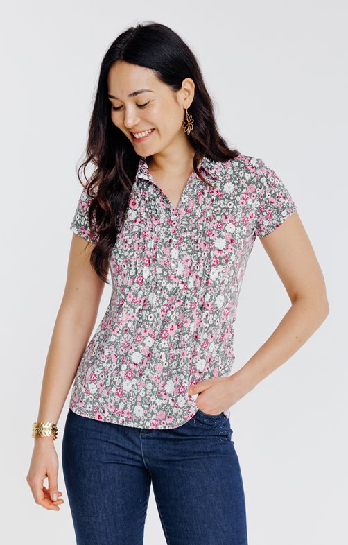 Tee-shirt col polo avec plis