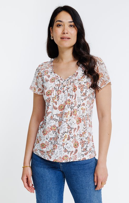 Tee-shirt col v imprimé