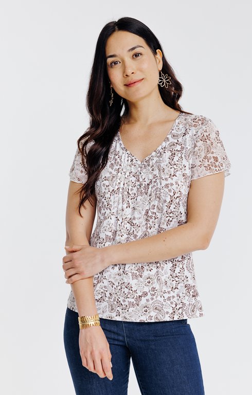 Tee-shirt col v imprimé