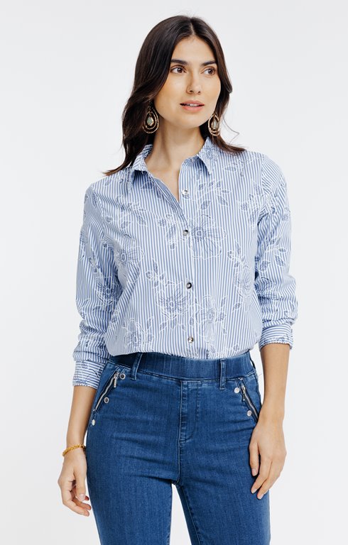 Chemise rayée à imprimé en gomme