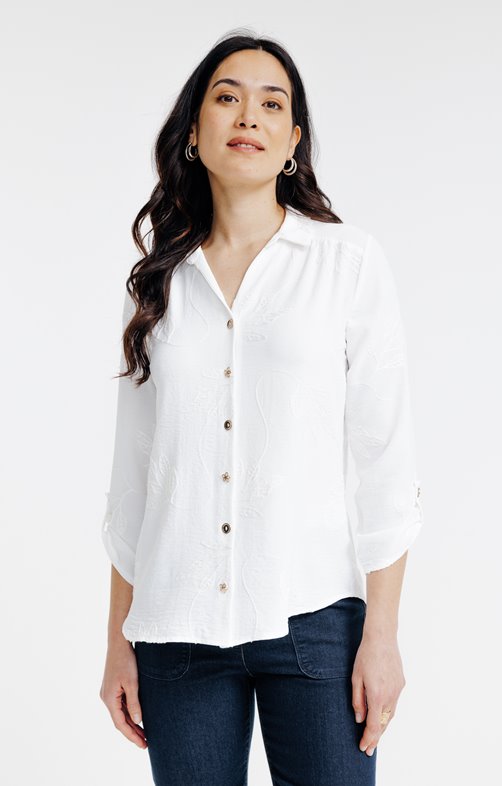 Chemise brodée avec boutons fantaisie