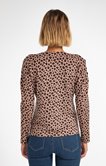 Pull col rond imprimé léopard et boutons
